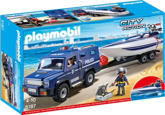 Playmobil 5187 City Action Polizei-Truck mit Speedboot