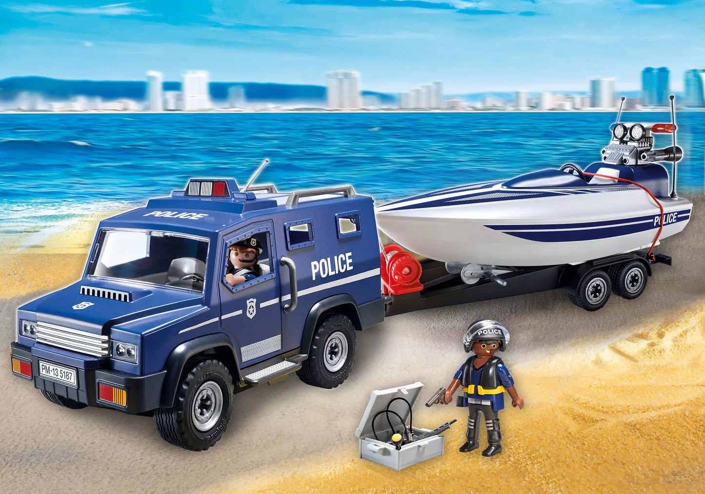 Playmobil 5187 City Action Polizei-Truck mit Speedboot