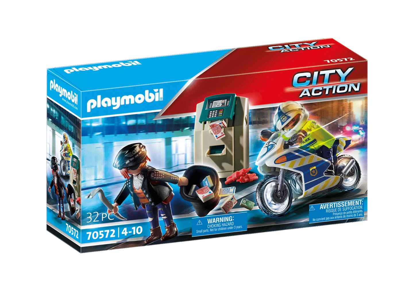 Playmobil 70572 City Action Polizei-Motorrad: Verfolgung des Geldräubers