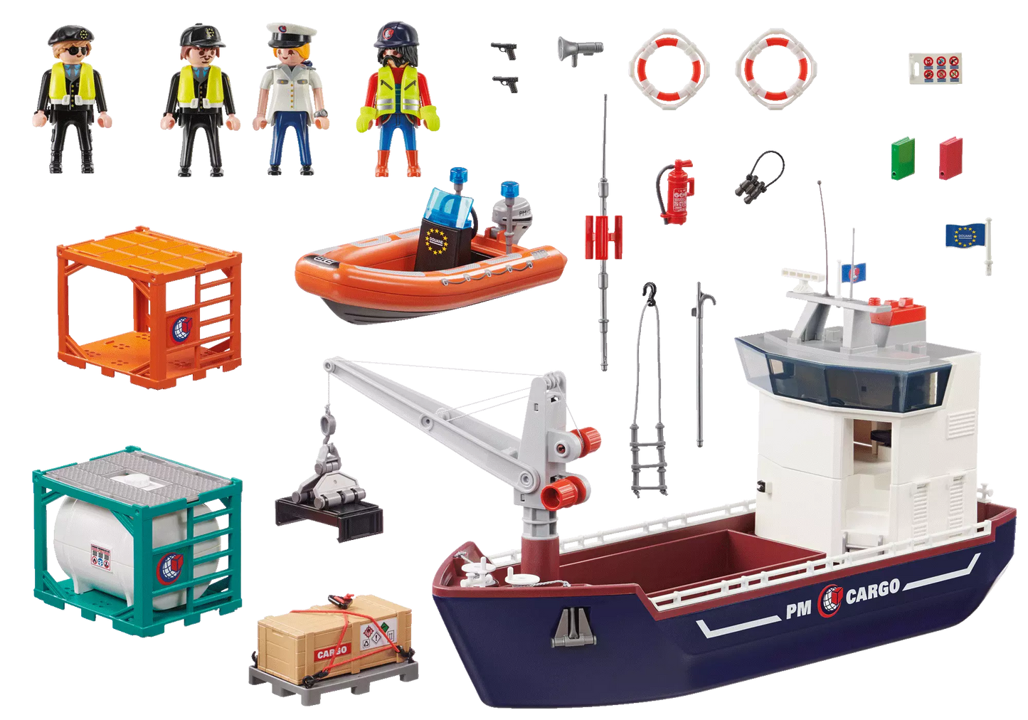 Playmobil 70769 City Action Großes Containerschiff mit Zollboot