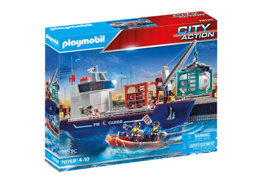 Playmobil 70769 City Action Großes Containerschiff mit Zollboot