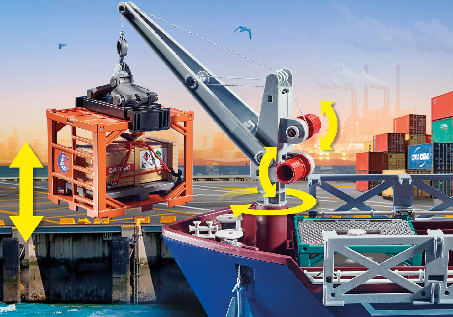 Playmobil 70769 City Action Großes Containerschiff mit Zollboot