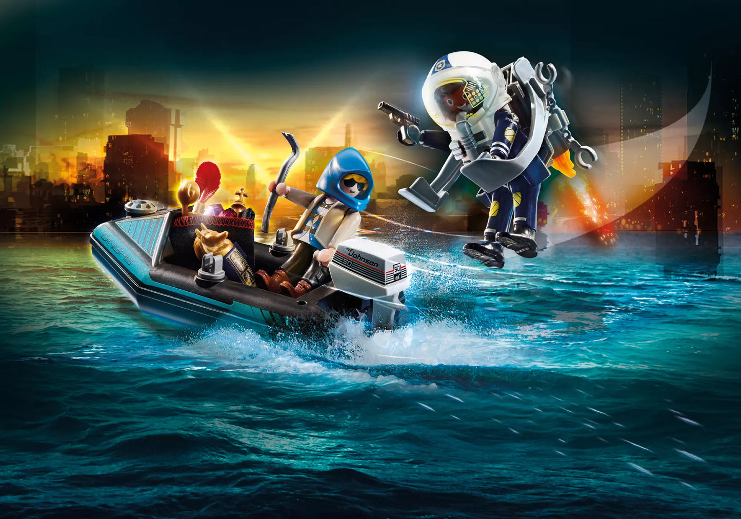 Playmobil 70782 City Action Polizei-Jetpack: Festnahme des Kunsträubers