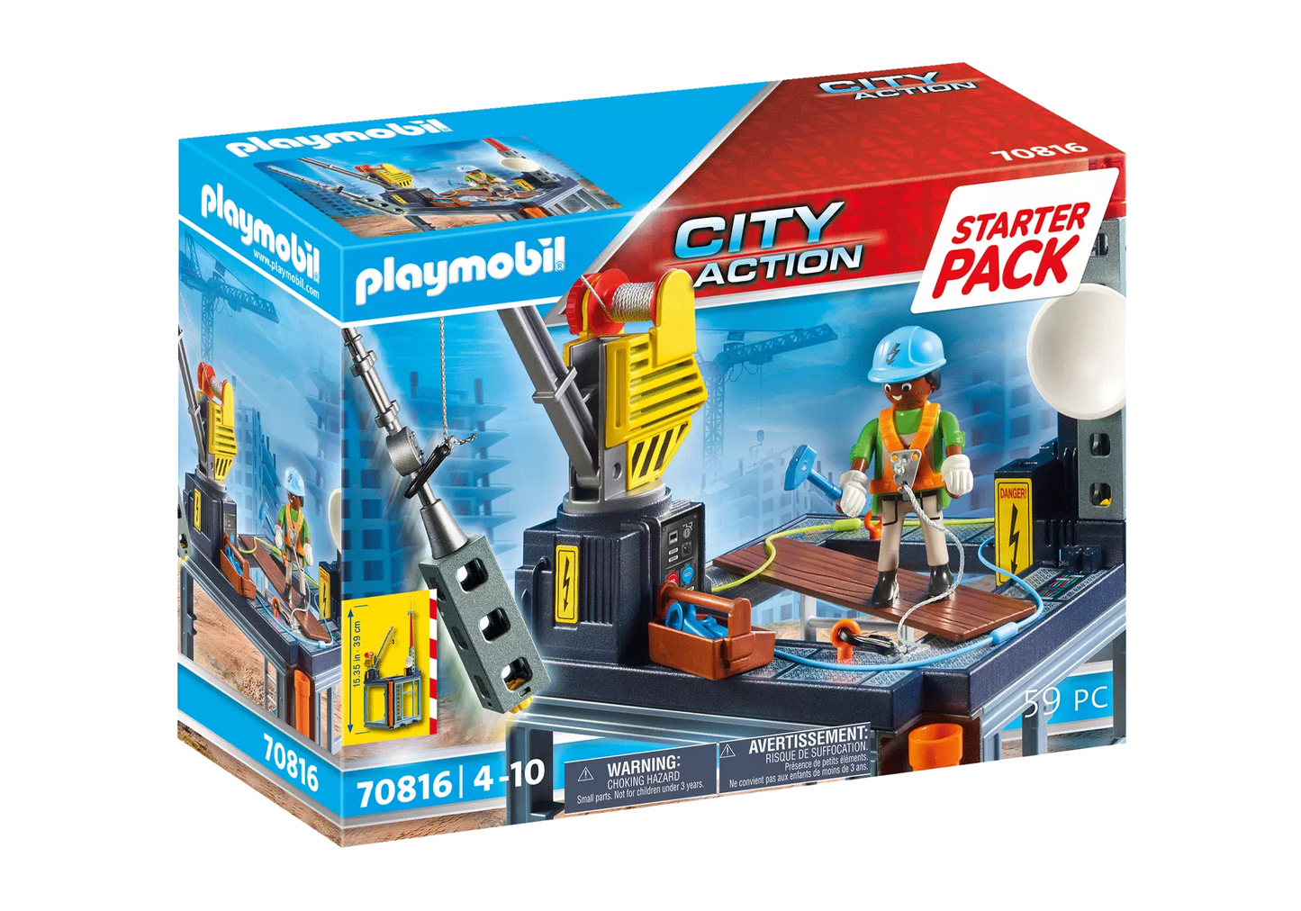 Playmobil 70816 City Action Starter Pack Baustelle mit Seilwinde