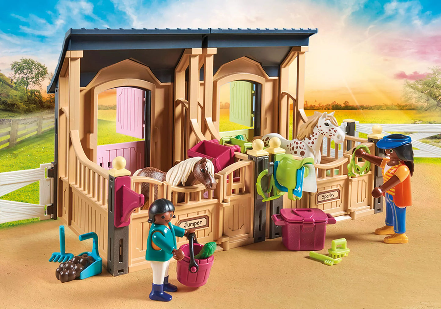 Playmobil 70995 Country Promo Pack Reitunterricht mit Pferdeboxen
