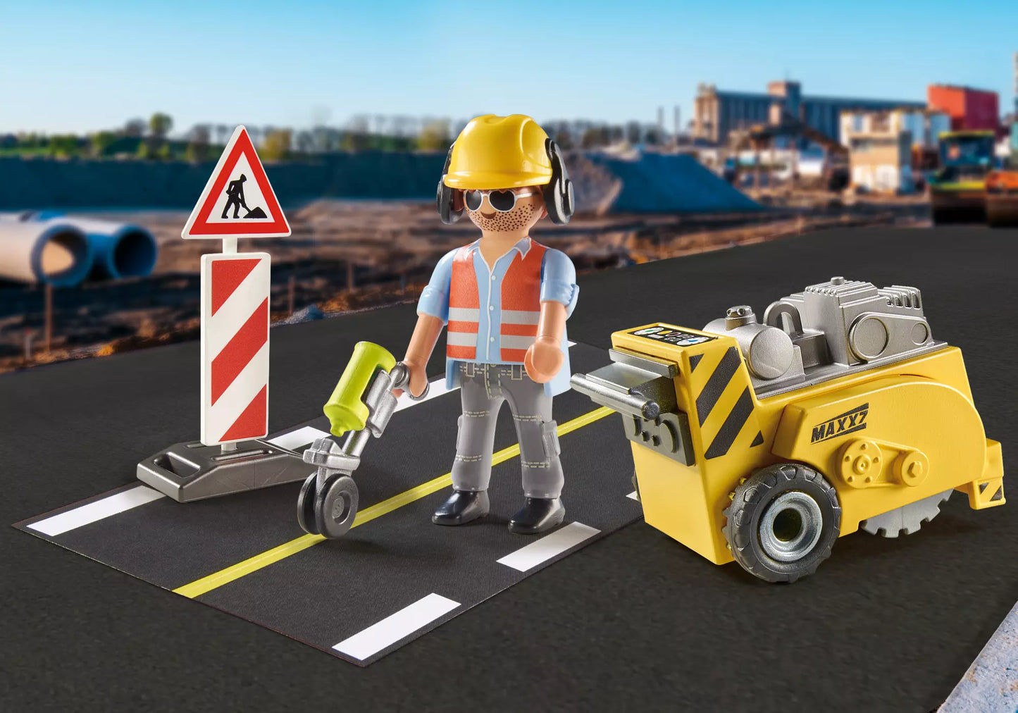 Playmobil 71185 City Action Geschenkset Bauarbeiter mit Kantenfräser
