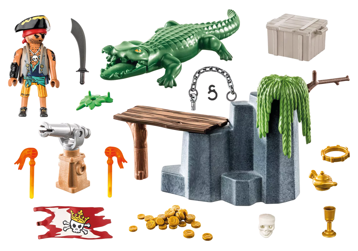 Playmobil 71473 Pirates Starter Pack Pirat mit Alligator