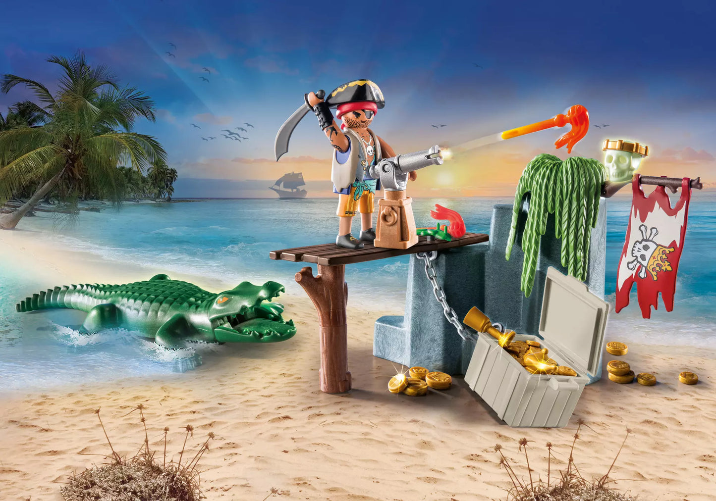 Playmobil 71473 Pirates Starter Pack Pirat mit Alligator